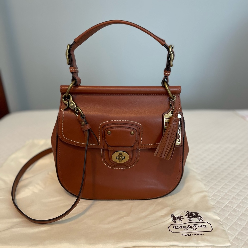 Coach Brown Leather Satchel with Gold Turnlock